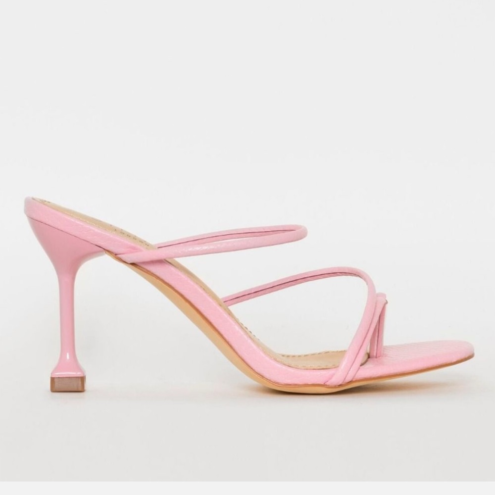 Pink Snake print strappy mid heel